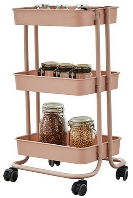 마음이음마켓 파스텔 핸드 트롤리, 핑크, 3단