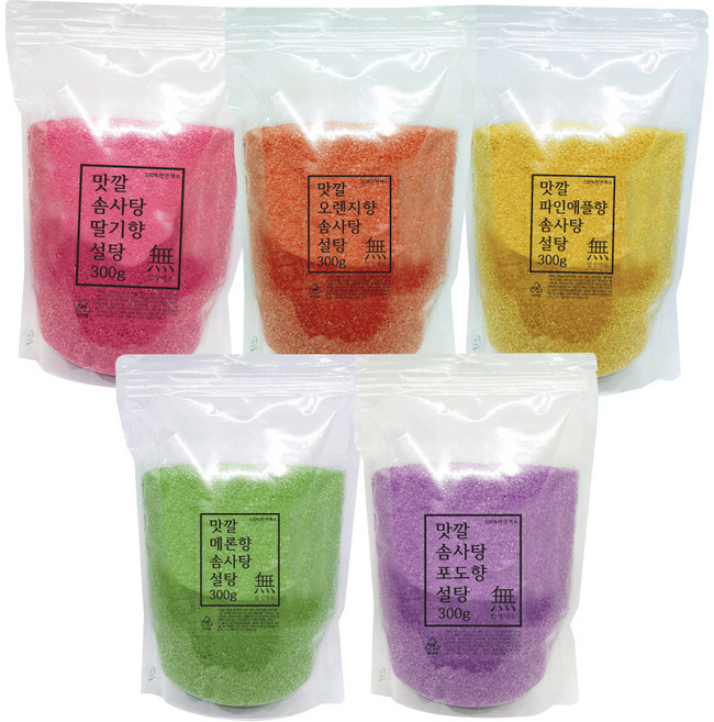 맛깔 솜사탕 설탕 딸기향 300g + 포도향 300g + 메론향 300g + 오렌지향 300g + 파인애플향 300g 세트, 1세트