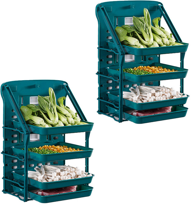 셀렉숀 접이식 식재료 준비 멀티 트레이 4단, 그린, 2개