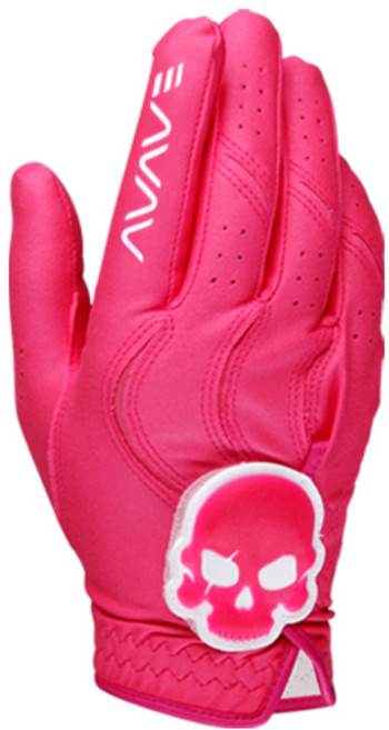 어베이브 여성용 스컬로고 칼라 골프장갑 오른손용, 핑크, 1개