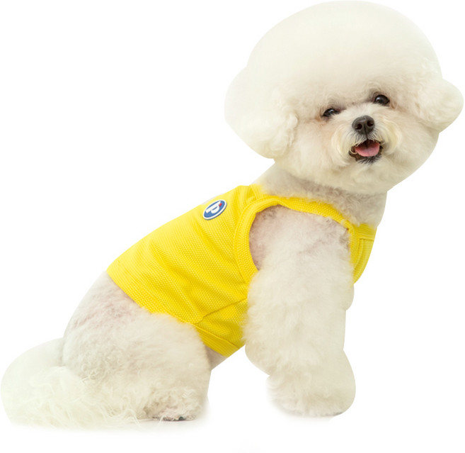 PETSLAND 寵物鬆餅格紋短版涼感背心, YELLOW