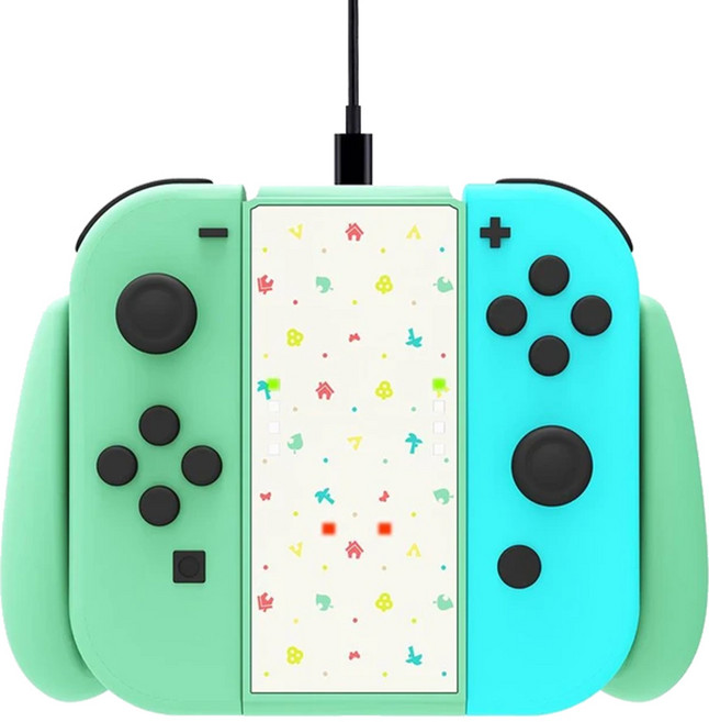 HOHOO 任天堂 Switch Joy-Con 充電握把 Aloha + USB C 型充電線 1.8m 套組, 1套, 單一商品