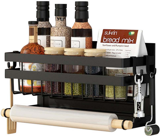 방콕연구소 냉장고 자석 양념통 정리대선반 소형 DD049, 1개, 블랙