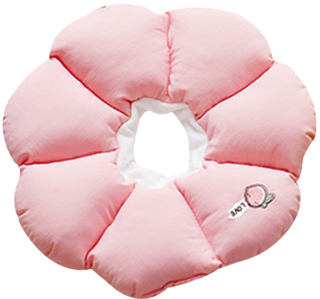 반려동물 복숭아 자수 쿠션 넥카라, 핑크, 1개