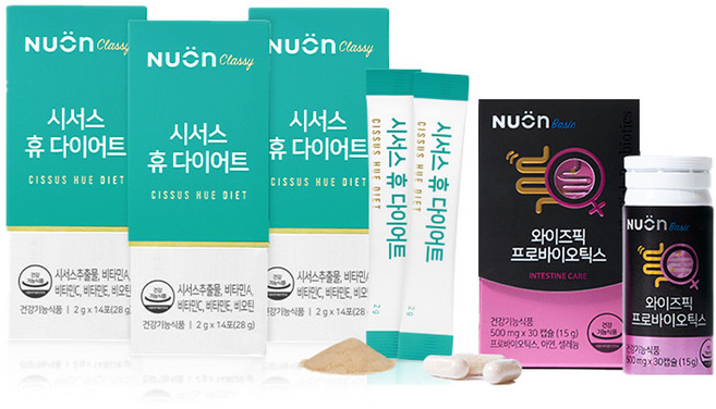 NUON 시서스 휴 다이어트 14p x 3개 + 와이즈픽 프로바이오틱스 30정 세트, 1세트