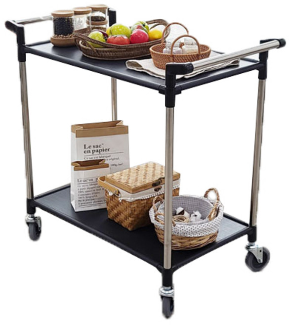 스르륵 서빙카트 2단 중형, 딥 블랙, 1개