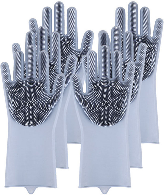 비욘드해밀 다용도 실리콘 수세미 장갑, 그레이, 단일 사이즈, 3개