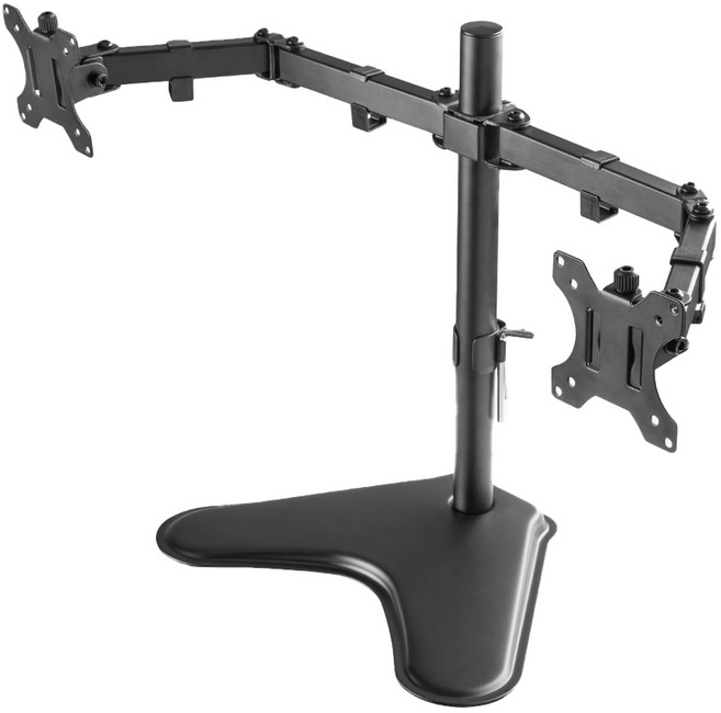 엘디엘마운트 듀얼 모니터암 3단 관절 모니터 거치대 스탠드 APL-T024, 블랙, 1개
