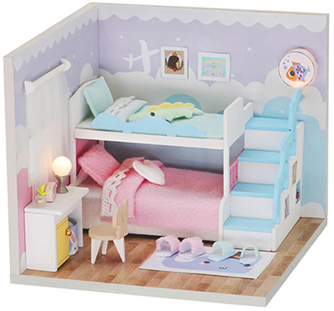 아디코 미니멀 큐트 미니어쳐 DIY 키트, 이층 침대방, 1개