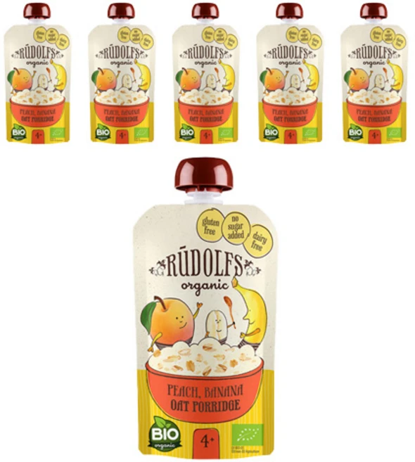 루돌프 유기농 과일퓨레, 복숭아 + 바나나 혼합맛, 6개, 110g - 쿠팡