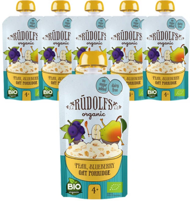 루돌프 유기농 과일퓨레, 배 + 블루베리 혼합맛, 6개, 110g - 쿠팡