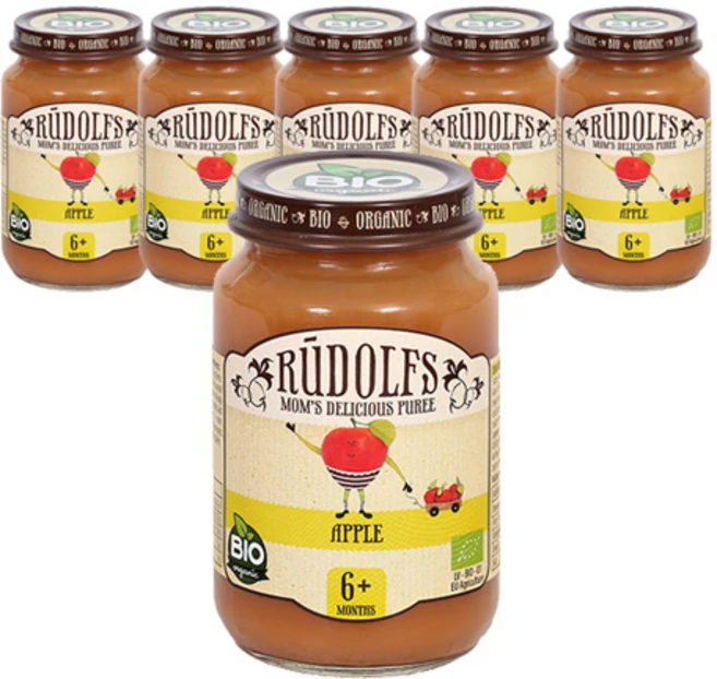 RUDOLFS 유기농 퓨레, 사과맛, 6개, 190g - 쿠팡