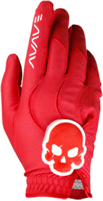 어베이브 여성용 스컬로고 칼라 골프장갑 오른손용, 레드, 1개