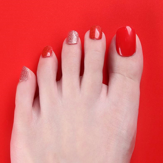 프라벨 붙히는 셀프 젤페디 스티커 패치 12종, 10 레드로즈, 1개