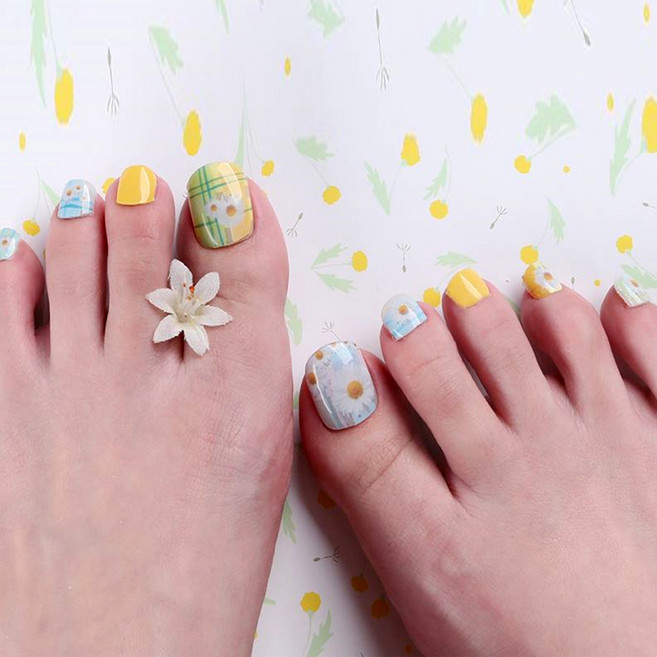 프라벨 붙히는 셀프 젤페디 스티커 패치 12종, 11 옐로우체크, 1개