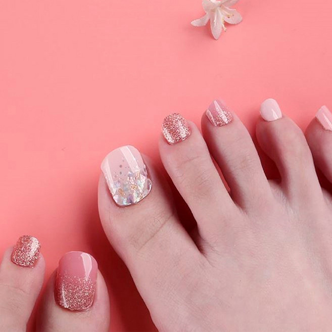 프라벨 붙히는 셀프 젤페디 스티커 패치 12종, 01 샴페인글리터, 1개