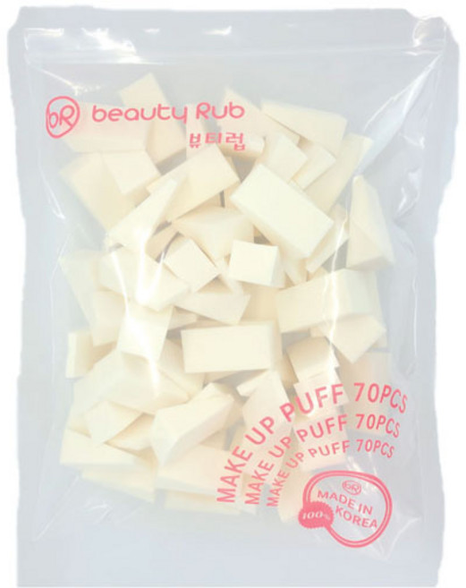 뷰티럽 대용량 사각 웨지 퍼프 70p, 화이트, 1개