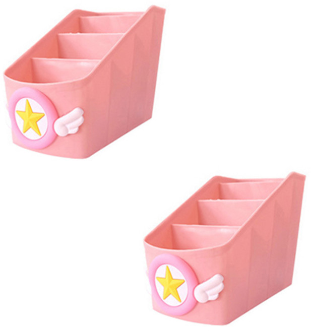 팝마인즈 데스크 탑 화장품 수납함 S 8 x 17 x 12.5 cm, 2개, 핑크