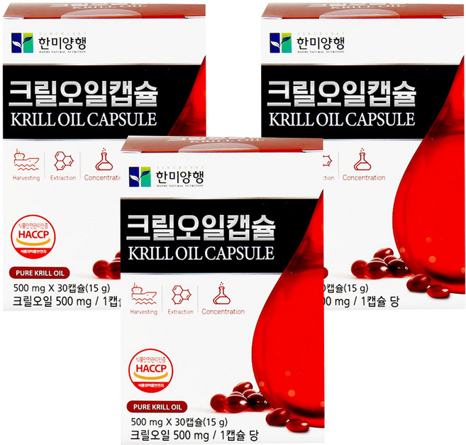 한미앙행 크릴오일 캡슐, 3개, 30정