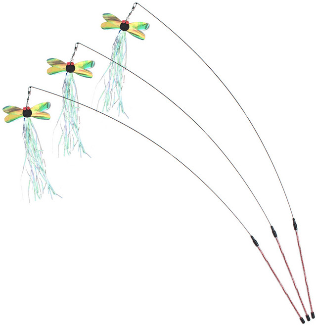 펫츠몬 플라잉 롱 와이어 낚시대 고양이 장난감 3p, 잠오로라, 1세트
