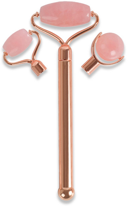 로즈쿼츠 쿨링 마사지 경락 림프 얼굴 페이스 헤드교체형 롤러 박스 02, 로즈골드, 1개