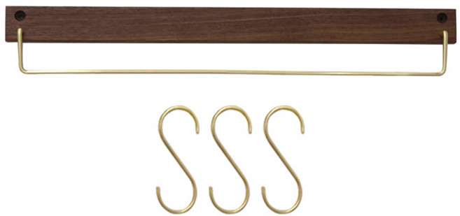 코시나 원목 수건걸이 50cm + S자고리 3p, 월넛, 1세트