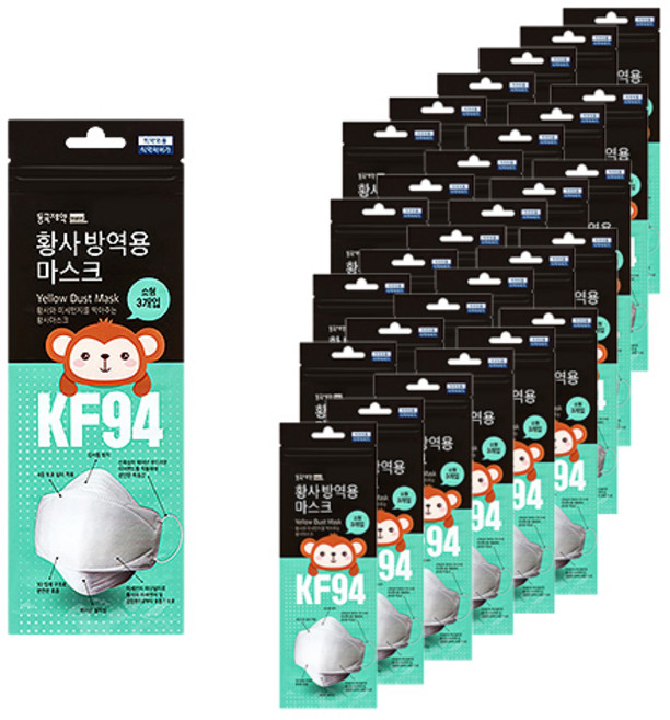 동국제약 황사 방역용 마스크 소형 KF94, 3개입, 15개, 화이트