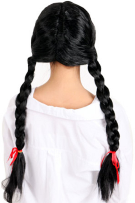 파티해 댕기머리 파티 가발, 블랙, 1개