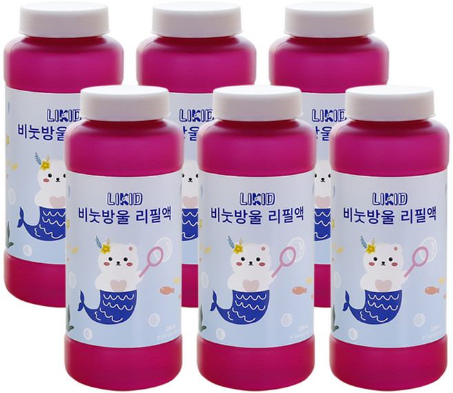 라이키드 비눗방울 리필액 LIK-BS02 236ml, 6개