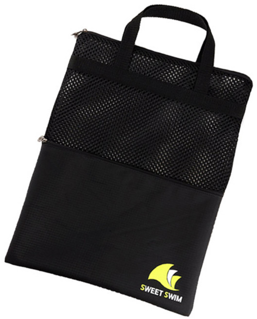 스윗스윔 대형 지퍼 포켓 망사가방, 블랙