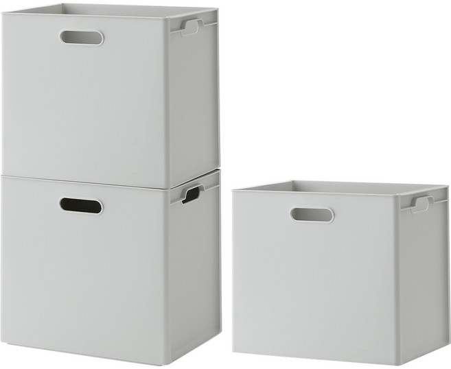 한샘 폴리 큐브 수납 바스켓, 라이트그레이, 3개