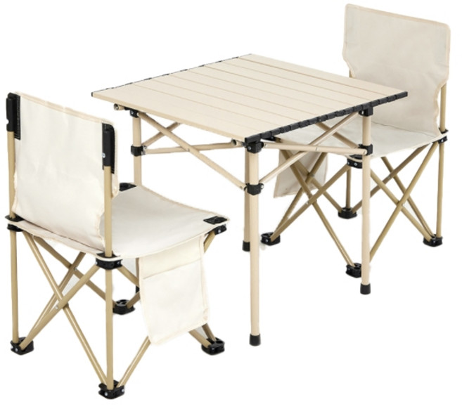 캠프터 캠핑 피크닉 접이식 테이블 + 의자 2인 세트, 혼합색상