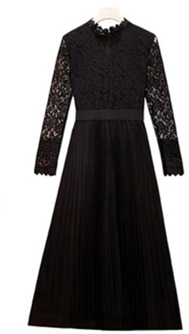 메이첼 슬림라인 소매 시스루 레이스 원피스 00200 빅사이즈 포함