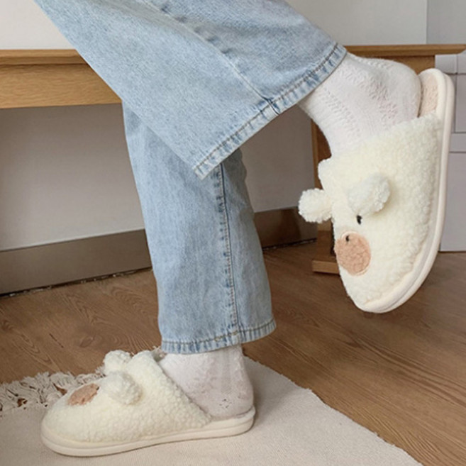 조이슈 여성용 냐넨 곰돌이 뮬 털 슬리퍼