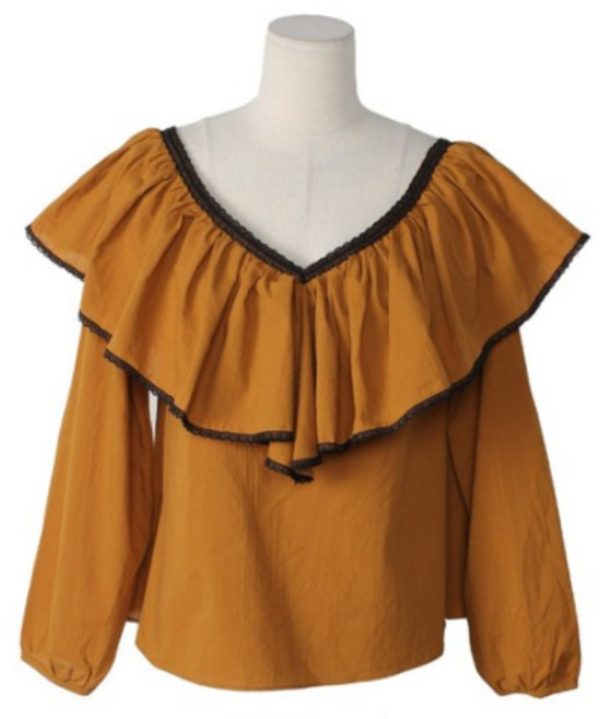 시크블랙 테비닝 프릴 블라우스 BL4291K19