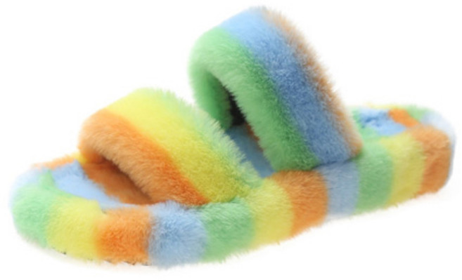 여성용 도덴 빅사이즈 털 슬리퍼