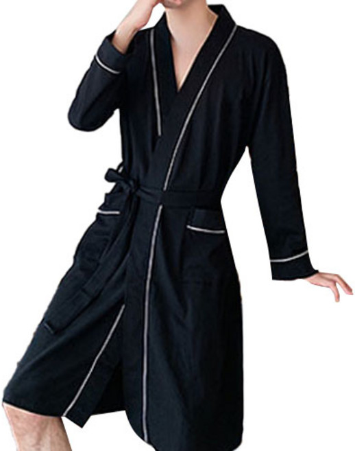 스타 남녀공용 심플 컬러 커플 샤워 가운 2XL, 01 블랙, 1개