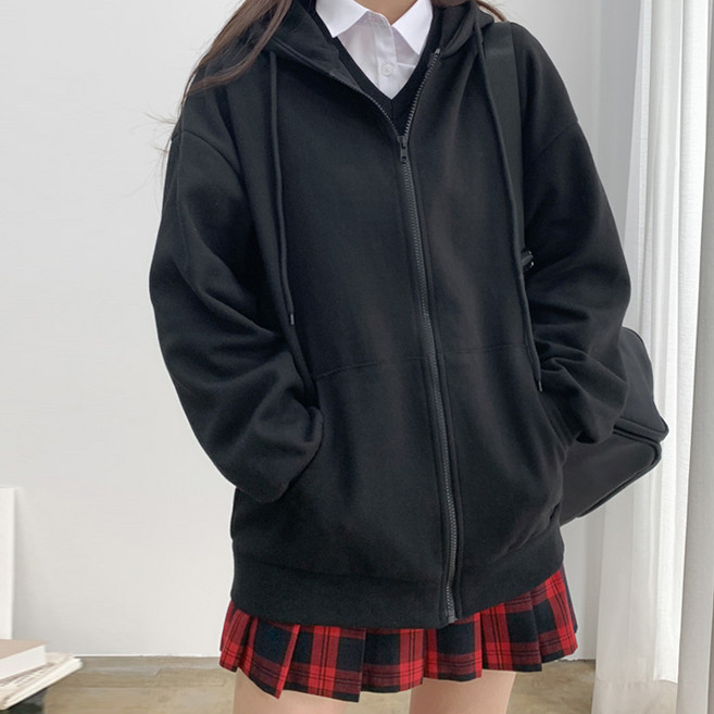 더매드문 베이직 오버핏 후드집업 일반