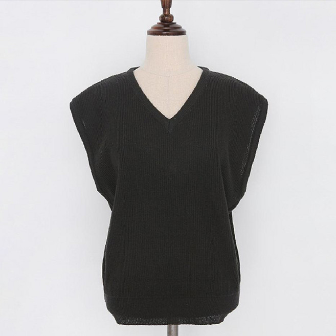 큐니걸스 여성용 민자 브이넥 니트 베스트