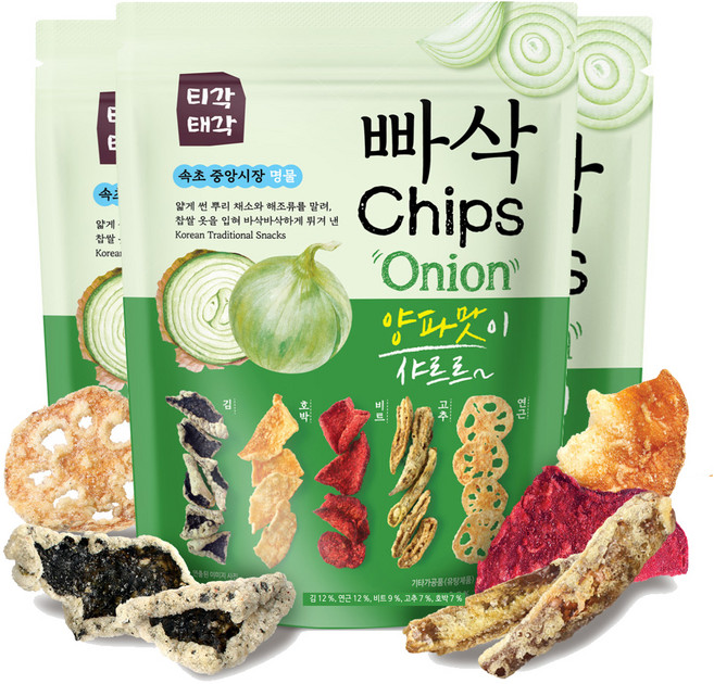 빠삭칩 어니언, 200g, 3개
