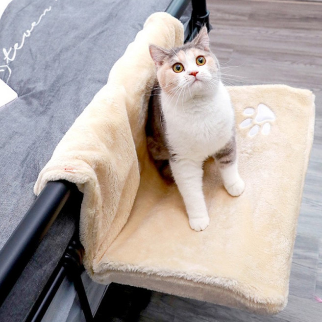 바이마음 고양이 걸이형 탈부착 해먹침대 M78, 베이지, 1개