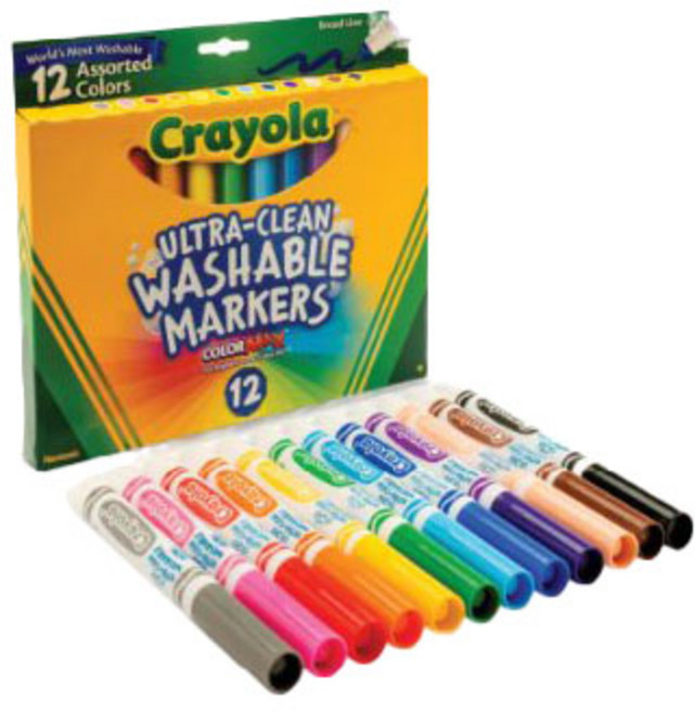 크레욜라 울트라클린 워셔블 수성 굵은선 마카 536788, 혼합색상, 12개