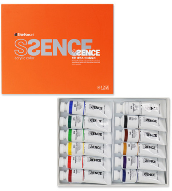신한 에쎈스 Tube 아크릴컬러 물감 세트 A, 50ml, 12색