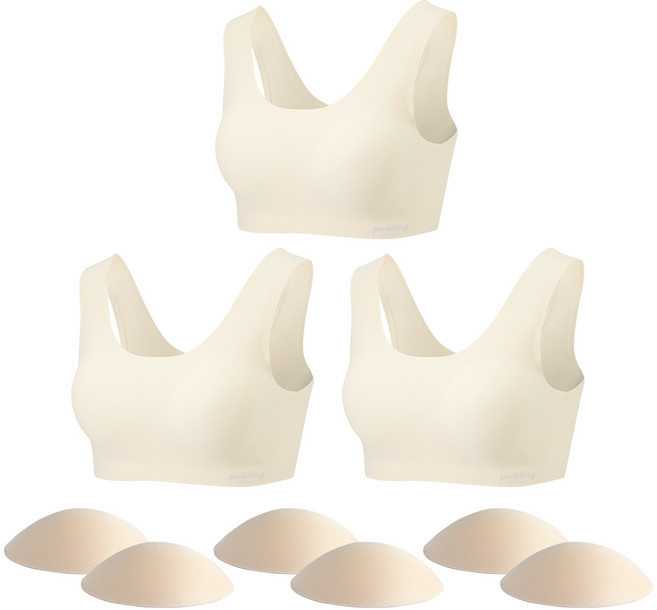 푸딩언더웨어 주니어 학생 브라 3p + 교체용 브라패드 6p