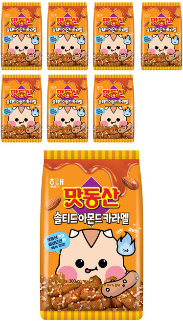 해태제과 맛동산 솔티드아몬드 카라멜, 8개, 300g