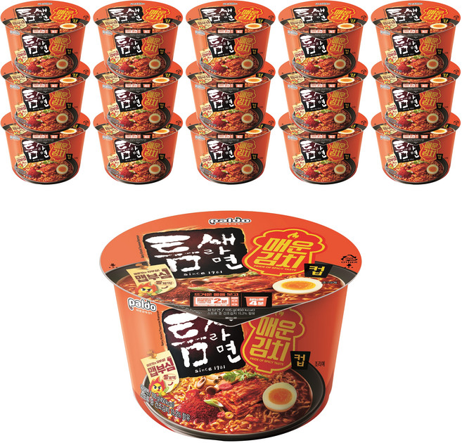 틈새라면 매운김치 컵 105g, 16개