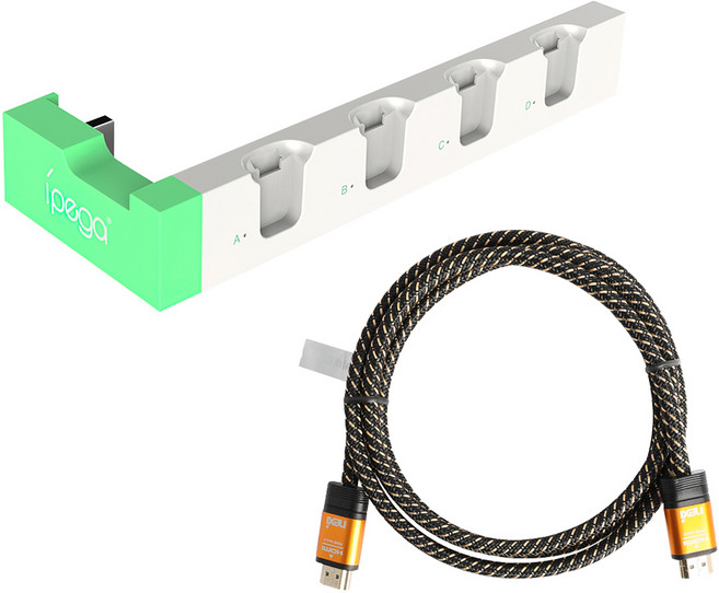 HOHOO 任天堂 Switch Joy-Con 充電器 綠白 + hdmi 2.0 連接線, 單一商品, 1套