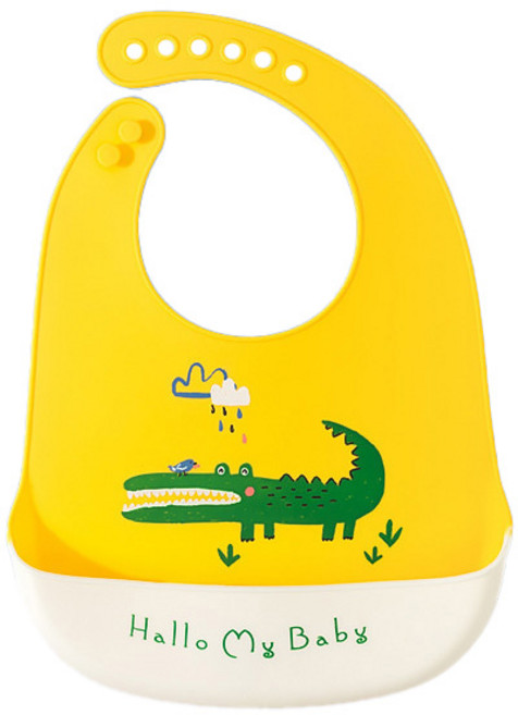 스타빈 큐트캐릭터 실리콘 턱받이, 악어, 1개, 1개입