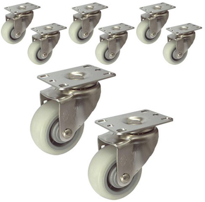 대신캐스터 스테인리스 캐스터 경량용 DS 22 시리즈 3 무소음 흰색 평 회전S DS 2230 ELP-S, 8개
