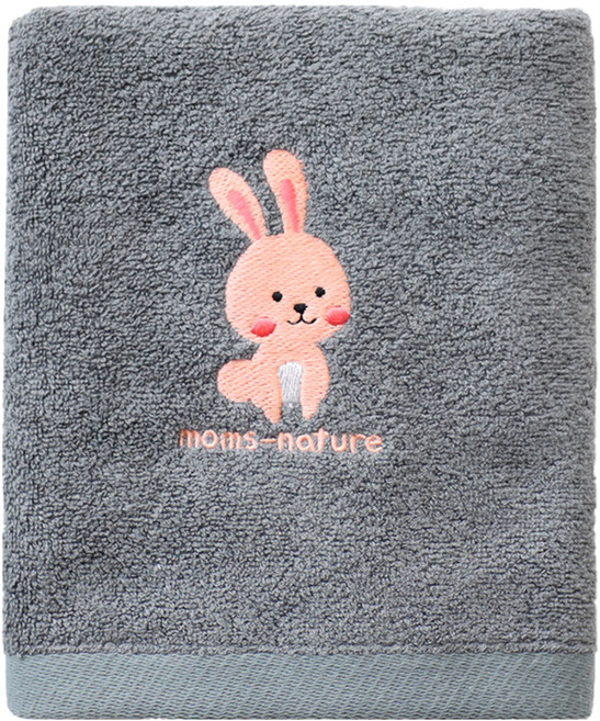 맘스네이처 신생아 대나무 밤부 아기타올 40 x 80 cm 160g, Gray 토끼, 1개